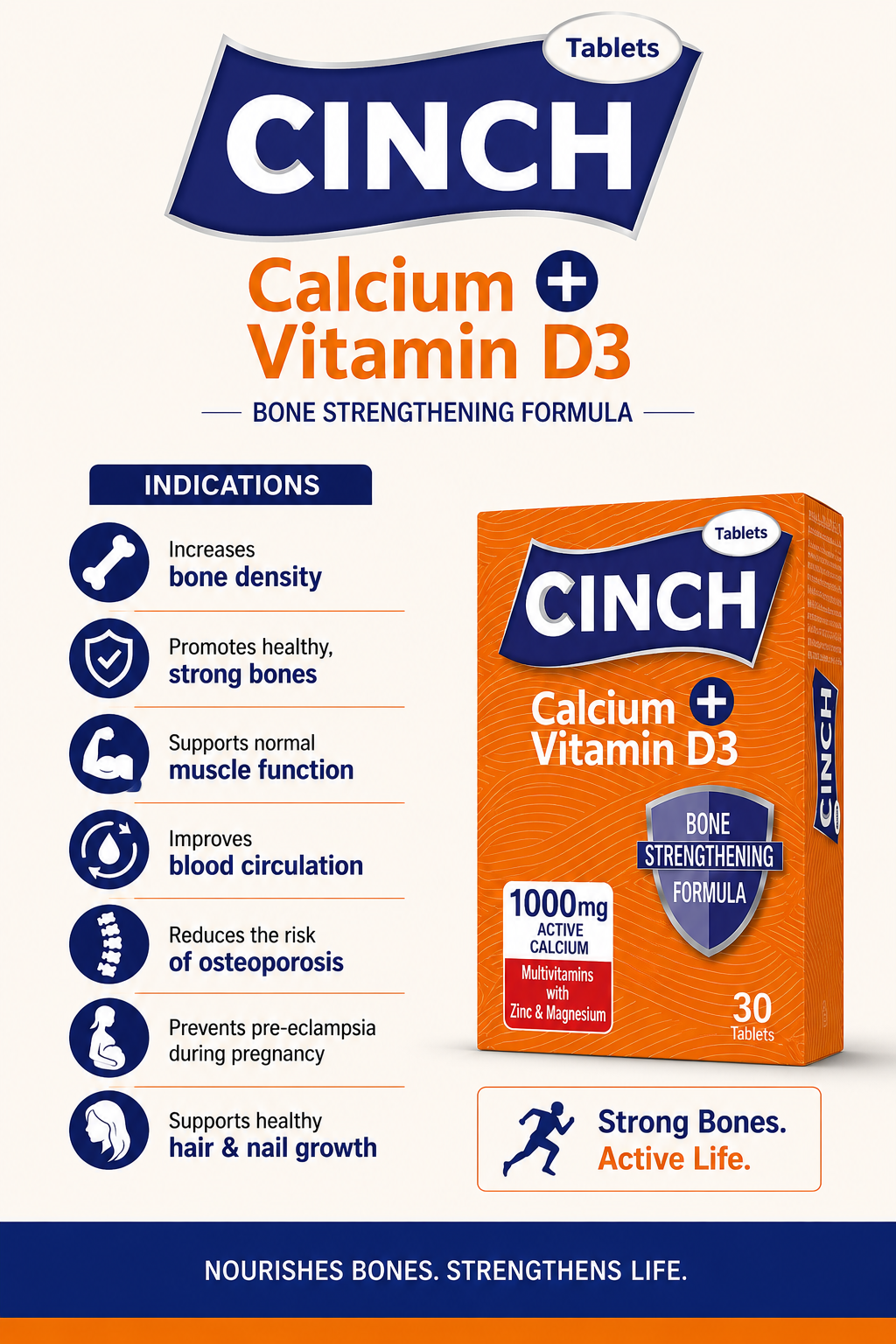 CINCH Calcium + Vitamin D3 Tablets