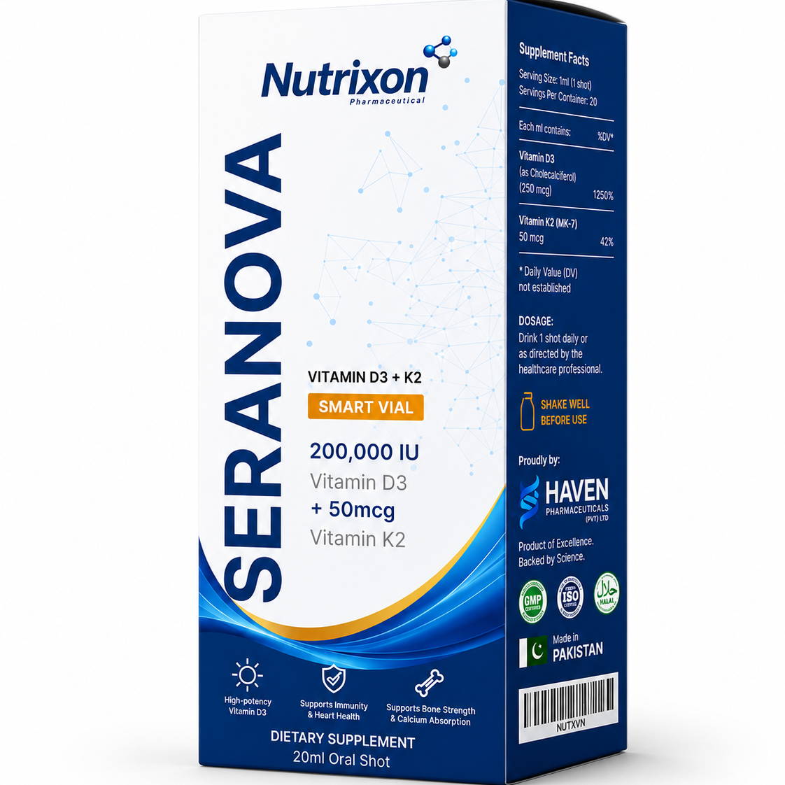 SERANOVA – High-Potency Vitamin D3 + K2 Smart Vial - Nutrixon